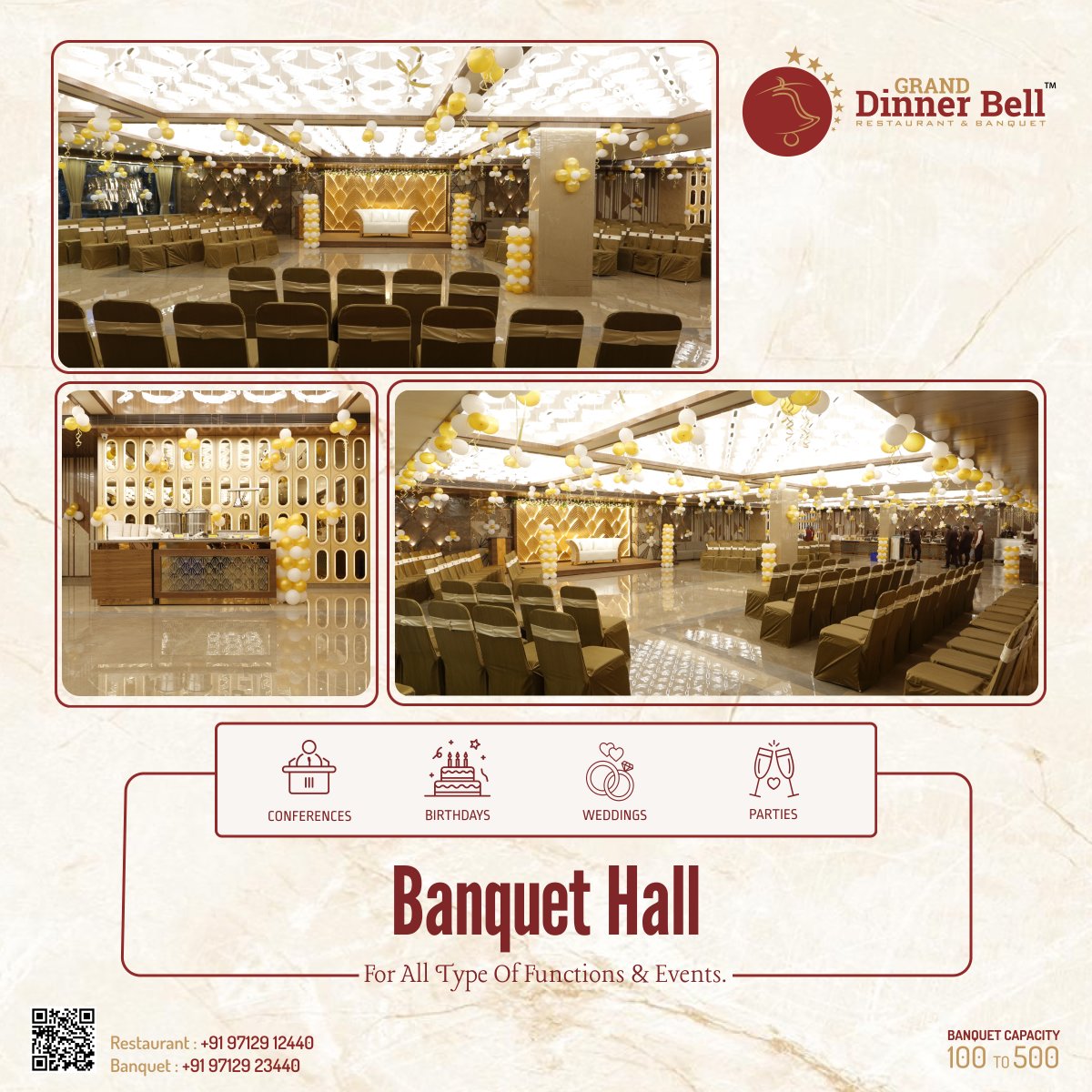 Banquet Hall for All Types of functions & Events

#Granddinnerbell #Dinnerbell1 #Restaurant #Banquet #Memnagar  #Ahmedabad #mexicanfood #italianfoodlover #appetite #dinnerbell #paneertikkalababdar #cheesenan