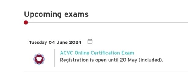 Are you an #ACVC_ESC professional? Have you ever dreamed about getting your work recognized 🌎 ❓ Then you should not miss this year ACVC certification exam 1️⃣ month left for ✍️ And the best thing - you can do it from the comfort of your 🏡 ℹ️⤵️ escardio.org/Education/Care…