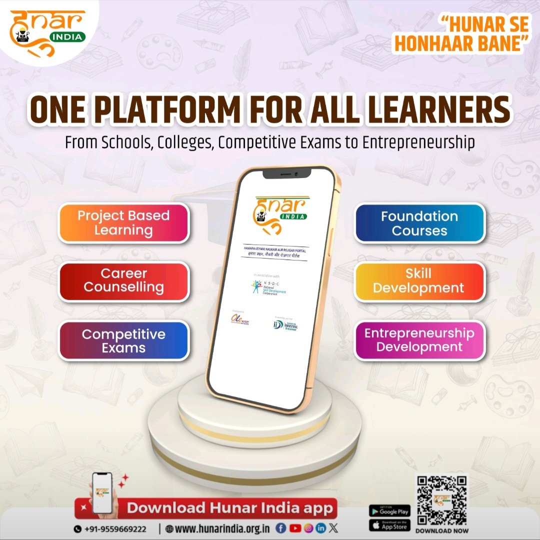 HunarIndiaOrg's tweet photo. Struggling to help family learn?  #हुनरइंडिया app has you covered!  Download for students, career prep &amp; entrepreneurs. Learn together! https://t.co/32JTGMJv6X &amp; Contact: 9559669222, 9125855550

#CareerSuccess
#hunarindia #Onlinecourses https://t.co/IUokPch6la