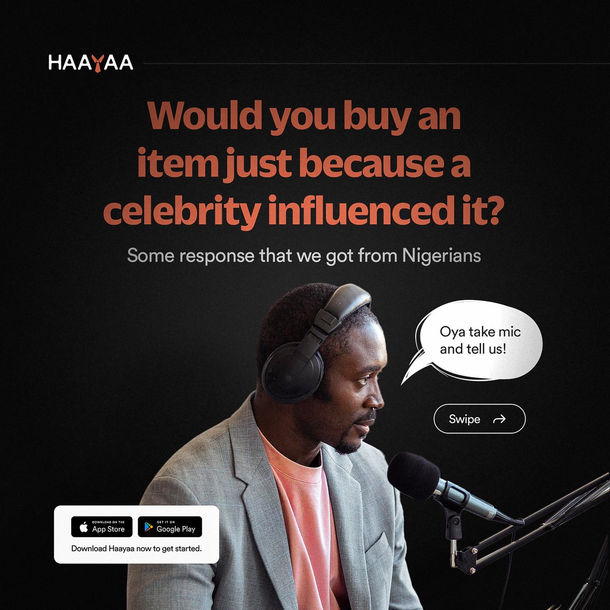 Would you buy a product because your fav endorsed it? 

#haayaa #haayaaafrica #ecommerce #onlinestore #smallbusiness