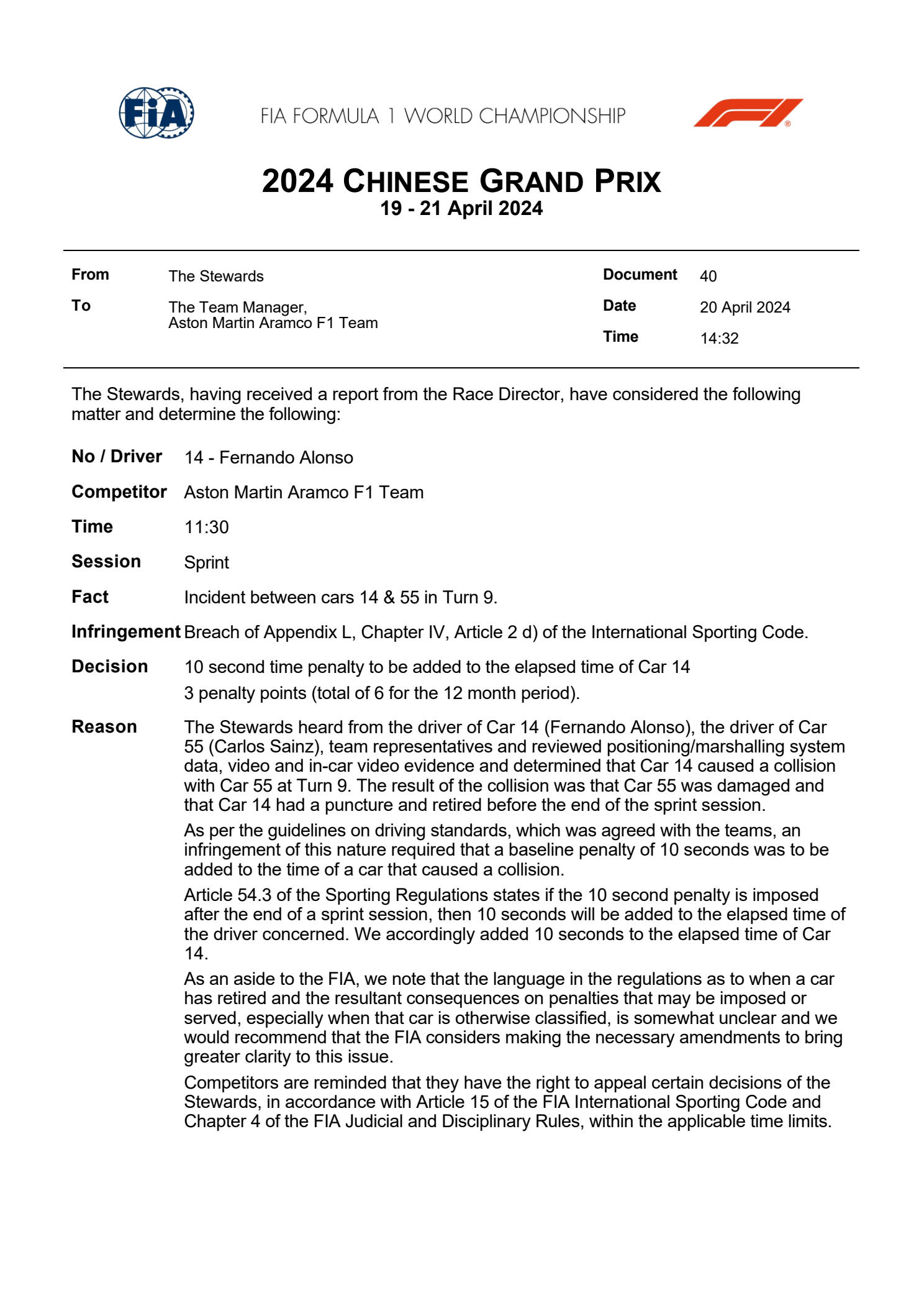 fia chinese gp stewards penalty