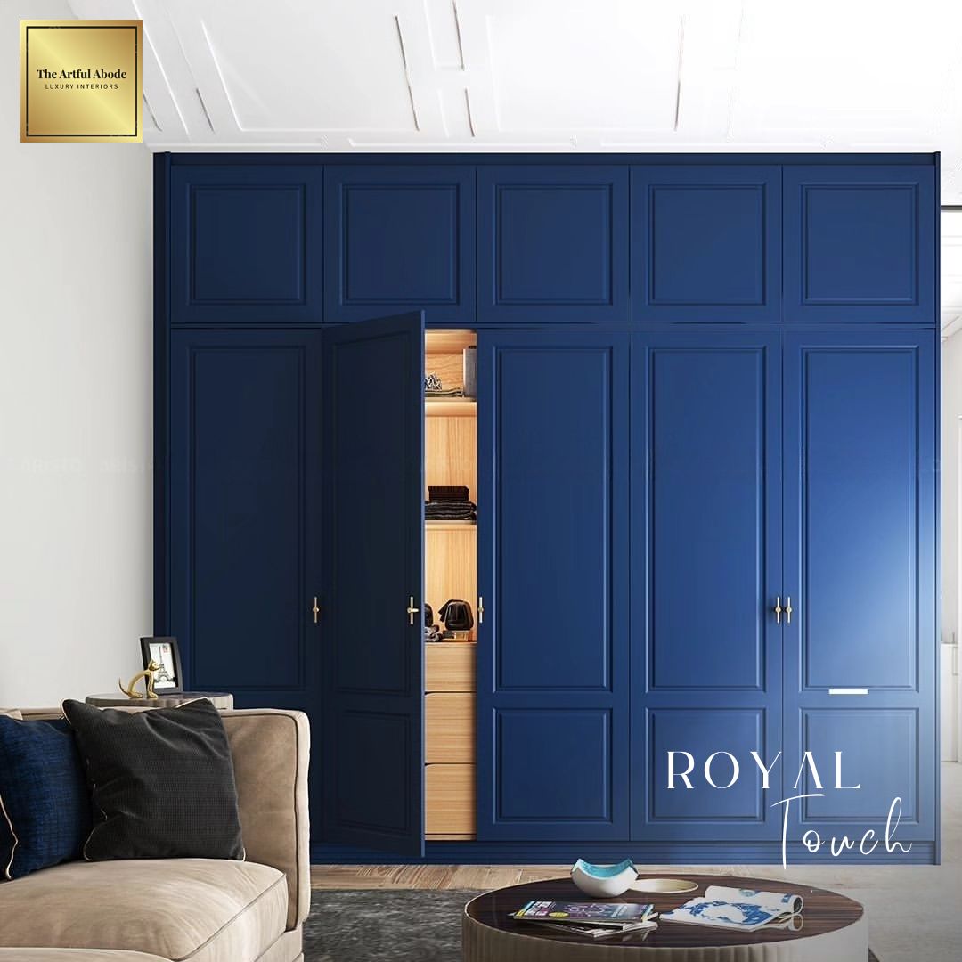 'Transform your bedroom into a regal sanctuary with our luxury wardrobe, adding a royal touch with its stunning royal blue color. Elevate your space with opulence fit for royalty. Dm us for more info #luxurywardrobe #RoyalTouch #regalelegance #trending #viral #instagram #love