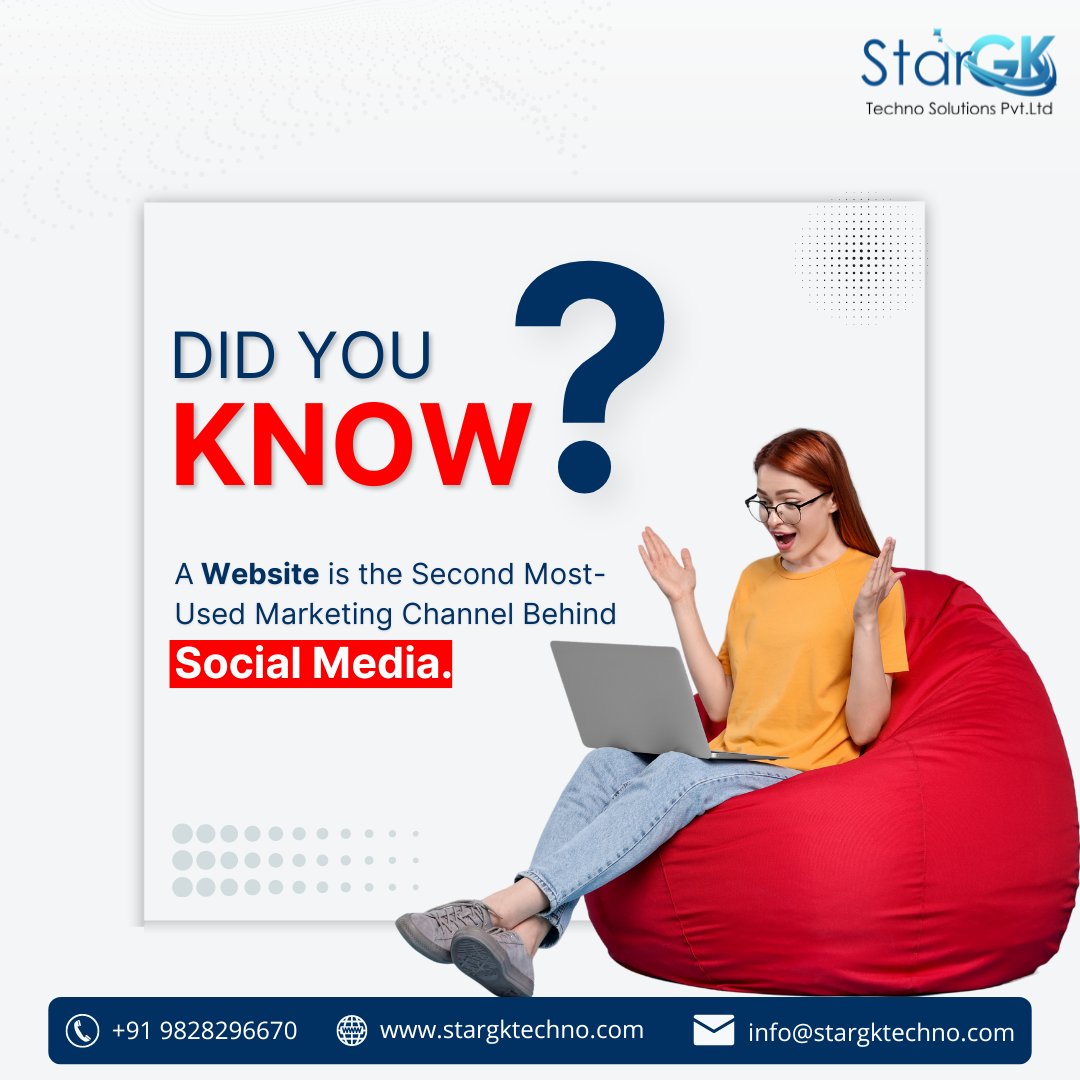 StargkL's tweet photo. 📷Discover why a website is the second most-used marketing channel behind social media and how it can benefit your business with StarGK Techno Solutions.

Call now at +91-9828296670
 
#stargktechno #website #socialmedia #CSKvsLSG #LokSabhaElections2024 https://t.co/6kDckptIlO