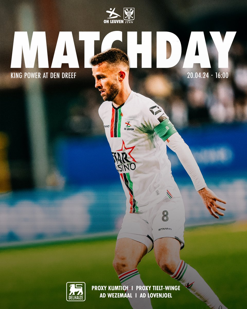 OHLeuven's tweet photo. 𝗠𝗔𝗧𝗖𝗛𝗗𝗔𝗬 💥

Kom naar Den Dreef en steun onze jongens!

🕓 16:00 🆚 #OHLSTV https://t.co/dpXgZsJMLt