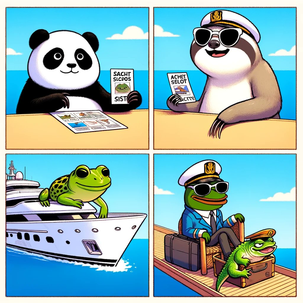 $COME: Call of Memes! Who's the next on-board?🚢 🌟 1. Panda 🐼 2. Sloth 🦥 3. Frog 🐸 4. Frog with a Lizard 🦎??? Cast your vote and let us know who you think should be the next meme star! 🎉 #MemeMagic #CryptoCommunity