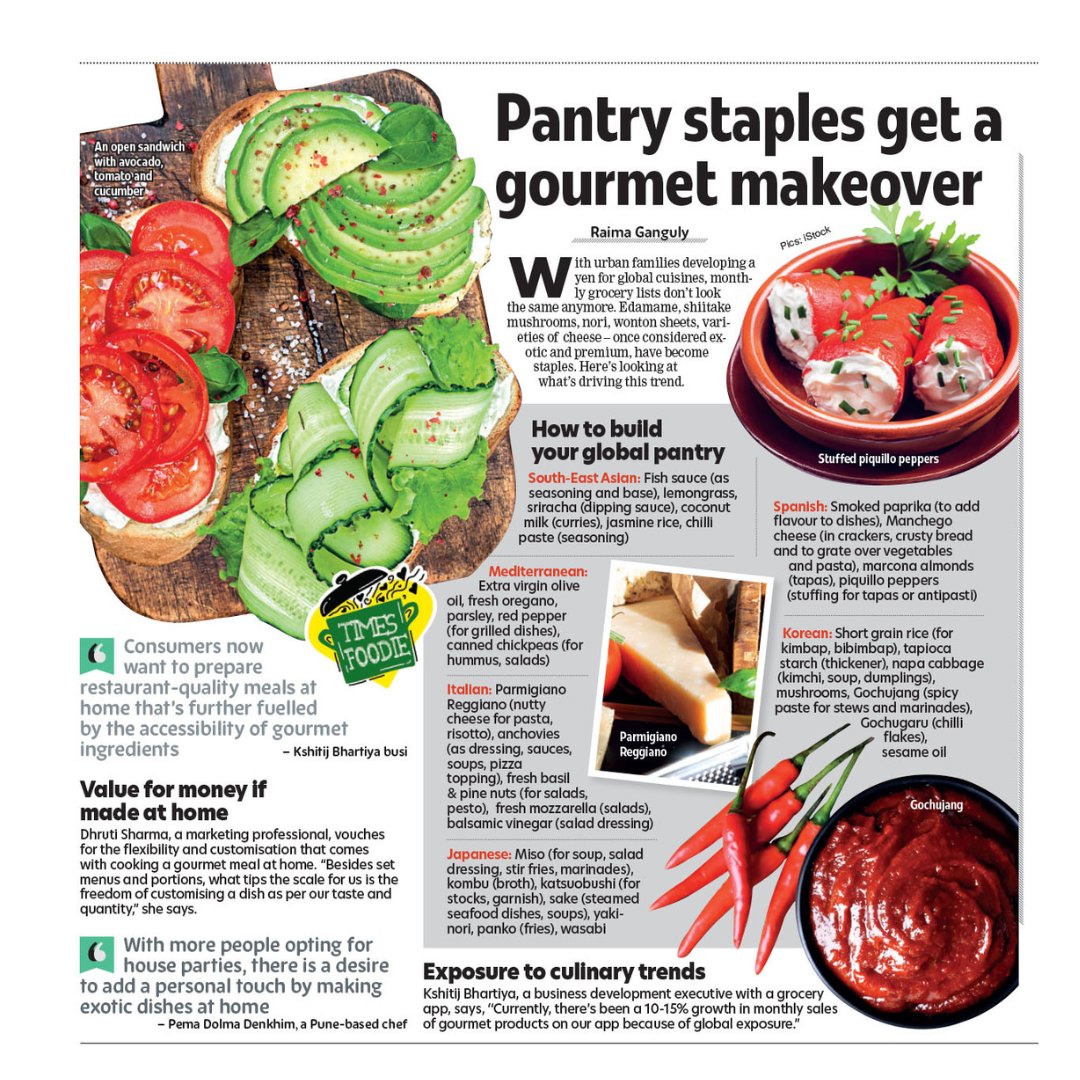 Calcutta_Times's tweet photo. With urban families developing a yen for global cuisines, pantry staples are getting a gourmet makeover. Take a look

#pantrystaples #gourmet #groceryshopping #calcuttatimes https://t.co/3y5op1NZsK