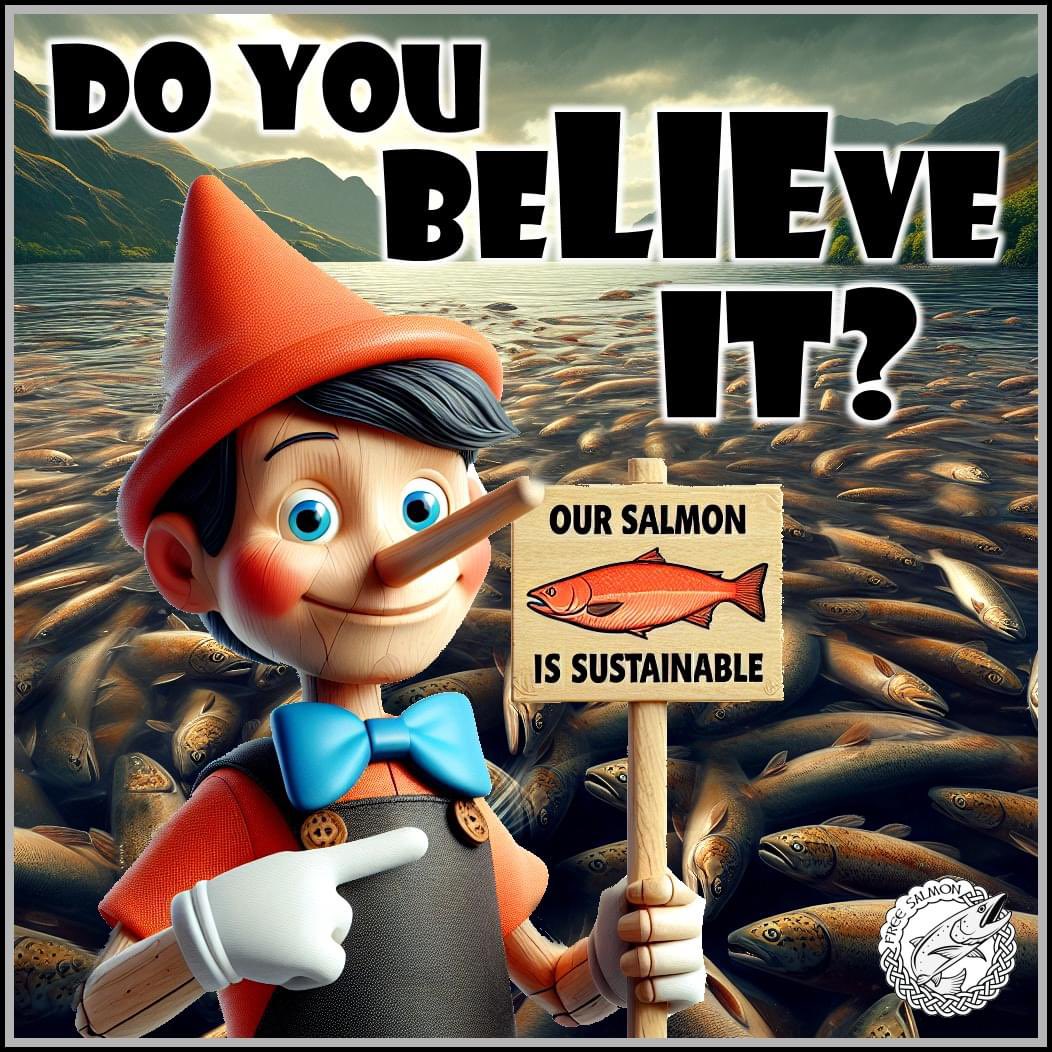 Salmon farming can never be “sustainable” 
Pollution & disease pushed into lochs by fish that have been fed a diet of wild fish & crops can never be “responsibly sourced” either.