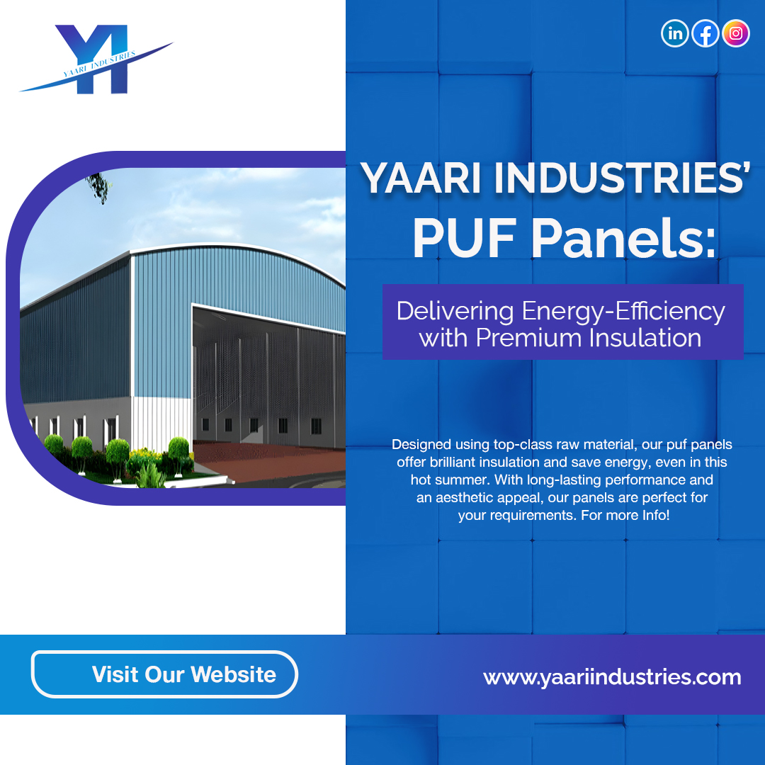 Keep your energy bills low with Yaari Industries' top-of-the-line PUF panels! Our PUF panels are designed with premium insulation materials to provide excellent thermal protection, saving you money on energy costs all year round. 
#PUFpanels #energyefficiency #insulation