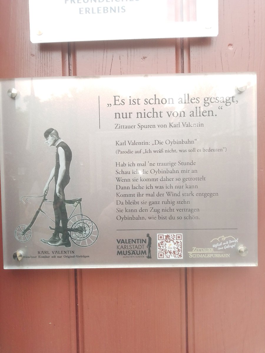 Gestern gelernt, dass Karl Valentins Mutter aus #Zittau stammte und wir diesem Fakt unter anderem dieses entzückende Gedicht über die Schmalspurbahn ins Zittauer Gebirge zu danken haben! #Oberlausitz