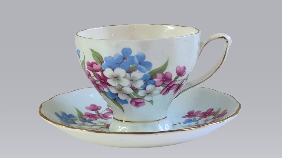 Vintage Light Blue Floral Tea Cup and Saucer, Mom Bride's Maid Girl Gift etsy.me/3U4W5TO #SMILEtt23 #Teacups #GiftsforMom #SwirlingOrange11 #SwirlingO11