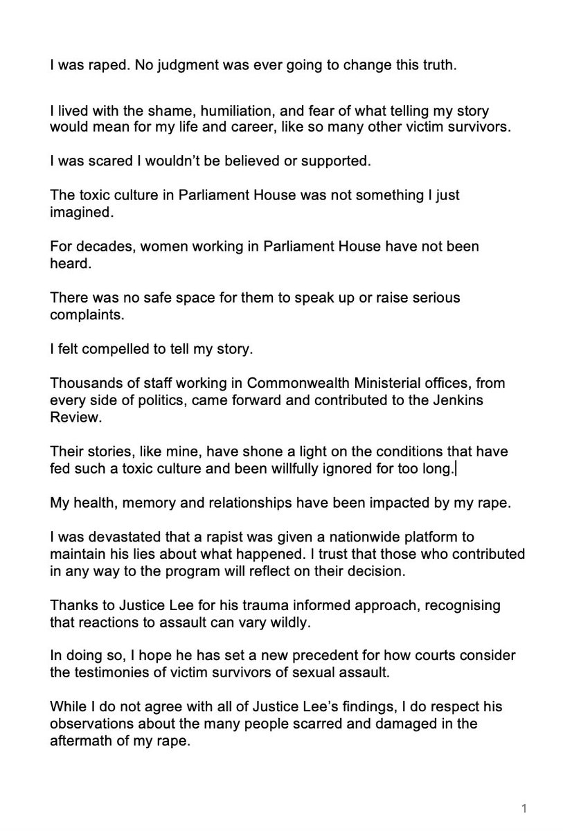 BrittHiggins_'s tweet image. Statement about the Lee Judgement. 🙏