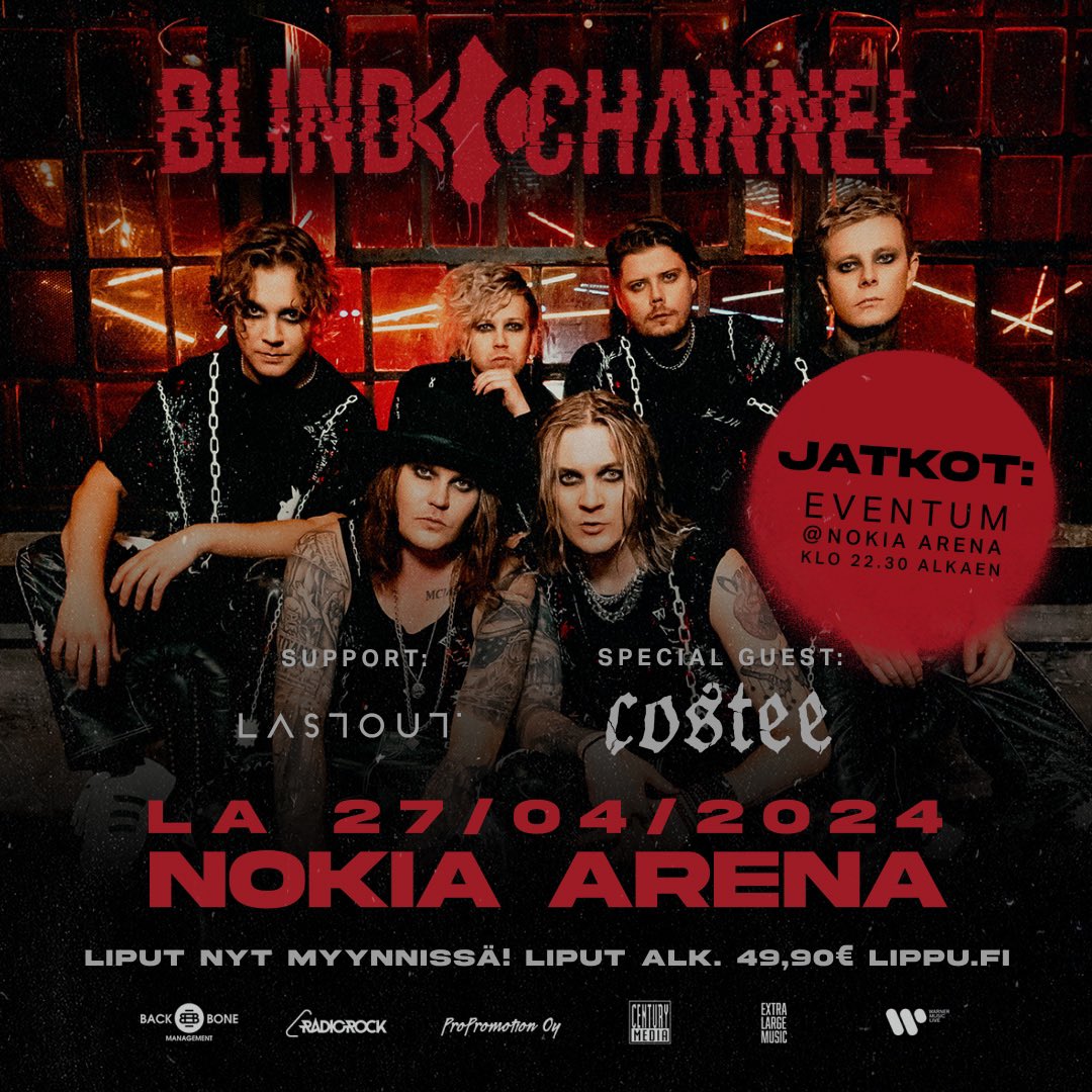 TASAN VIIKON PÄÄSTÄ @BlindChannelFIN RÄJÄYTTÄÄ NOKIA AREENALLA 🔥 Yhtyeen kiertue huipentuu ensi viikon lauantaina, 27.4. Tampereelle 🙌 Liput ja lisätiedot: lippu.fi/event/blind-ch… #blindchannel #nokiaareena