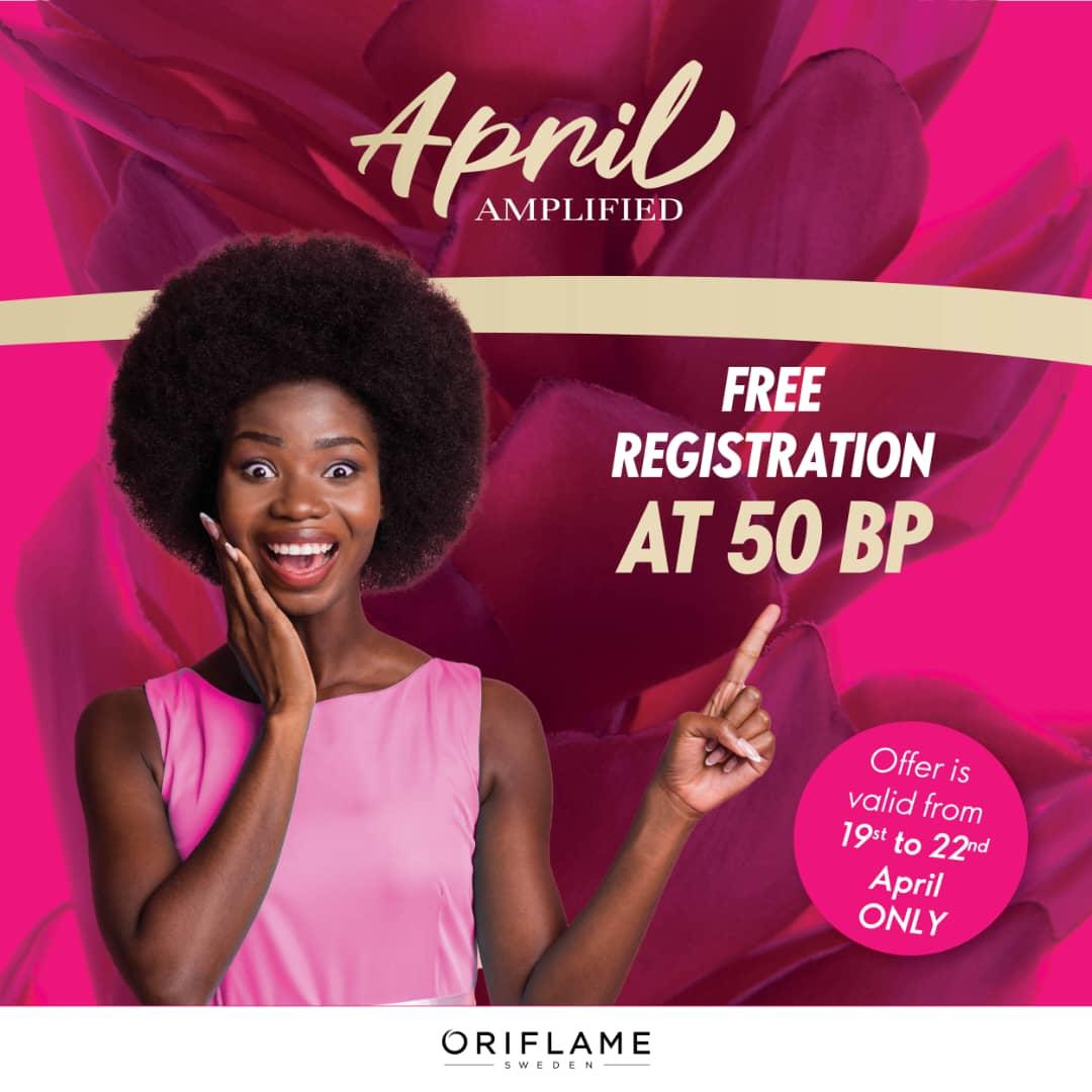 Orisugar booo is back again with another banger 🔥🤸

Free registration at 50 bps which is worth 25k of products. 
This is the time time to join oriflame .. 
#freeregistration #oriflame #oriflamenigeria