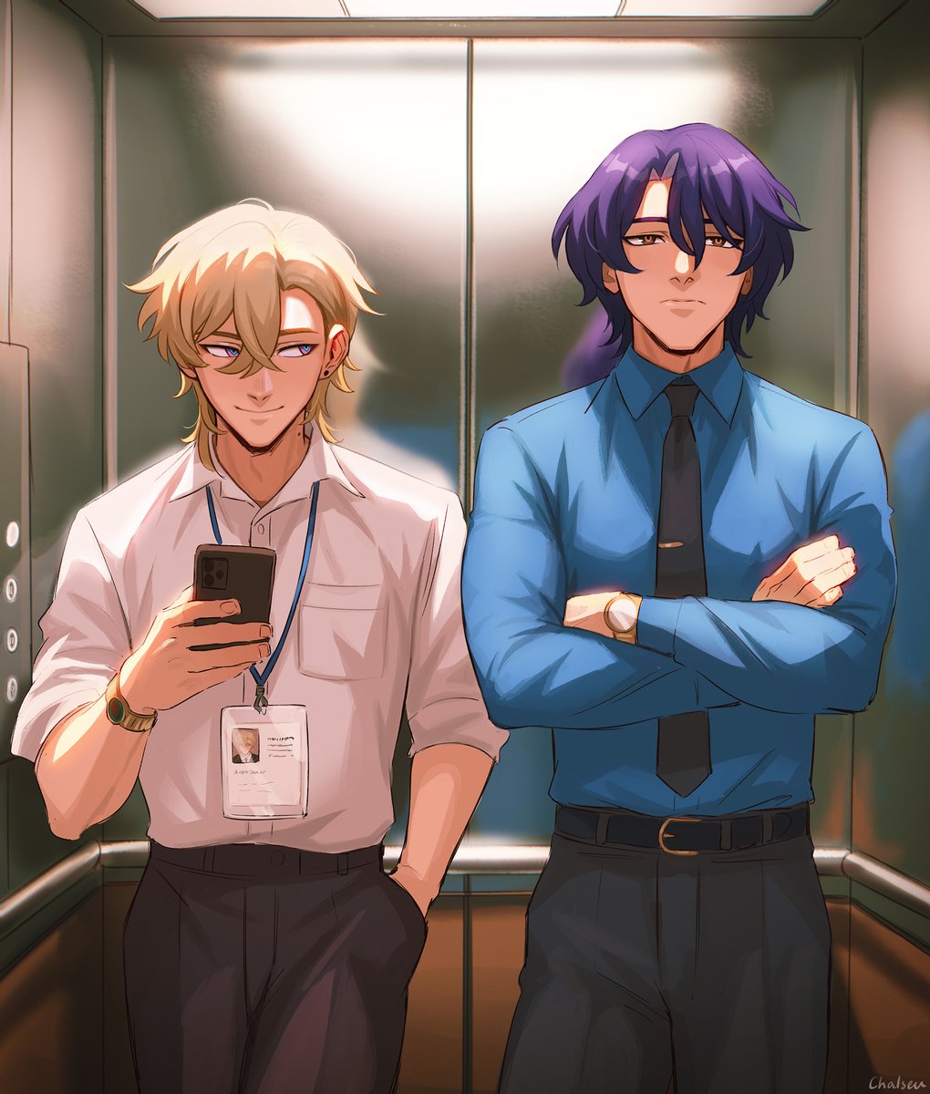 Chalseu_D's tweet photo. First encounter at the workplace 💻    #HonkaiStarRail #Aventurine #DrRatio https://t.co/zLFNlhVKwO