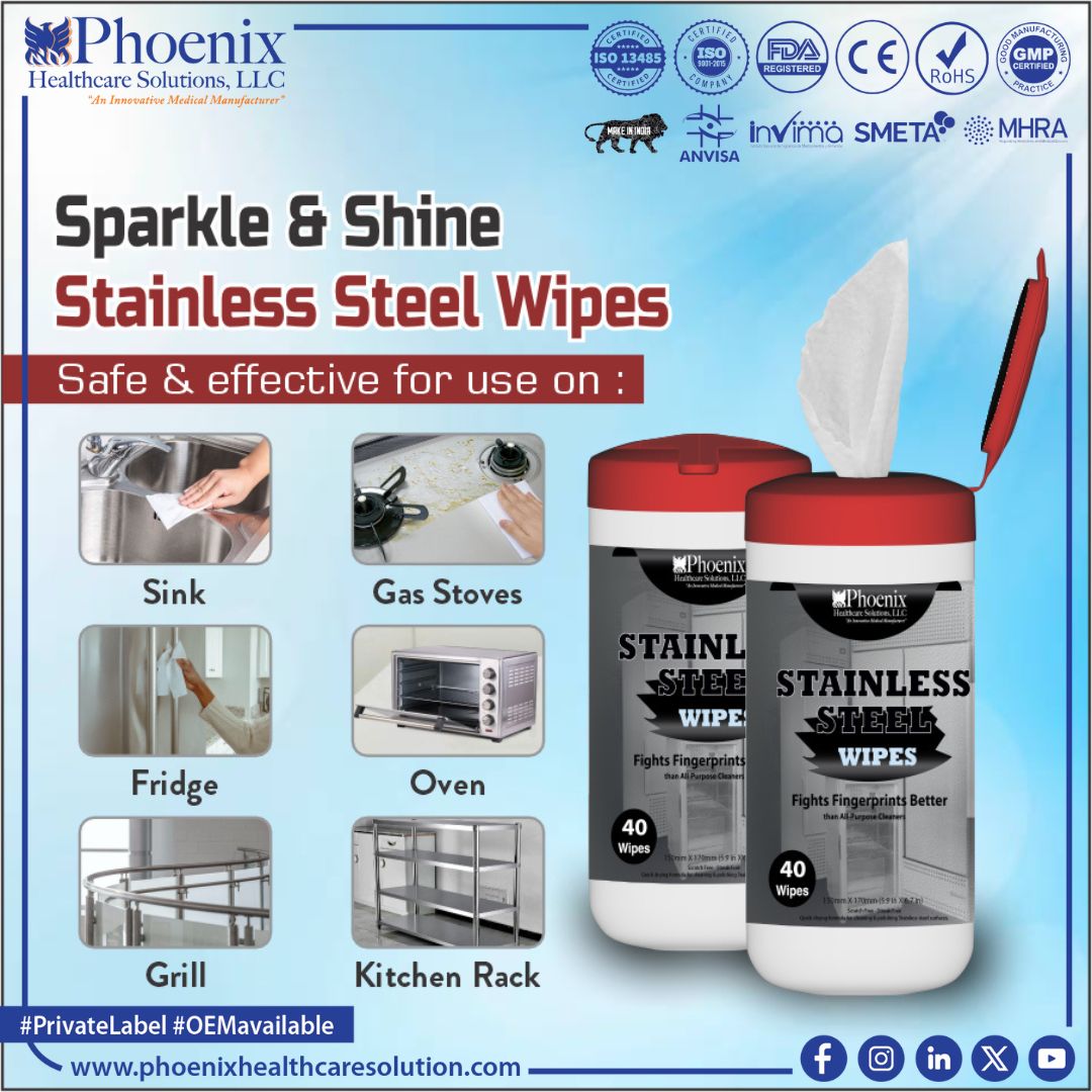 Click to Buy rb.gy/c4t2tx 
Please visit:
phoenixhealthcaresolutions.com/stainless-stee…
#EasyMaintenance #CleanAndGleam #MetalCare #StainlessWipeDown #LusterOnPoint #wellnessproduct #healthcareproduct #makeinindia #OEMavailable #healthcaresupplies #homeaid #phoenixhealthcaresolutions