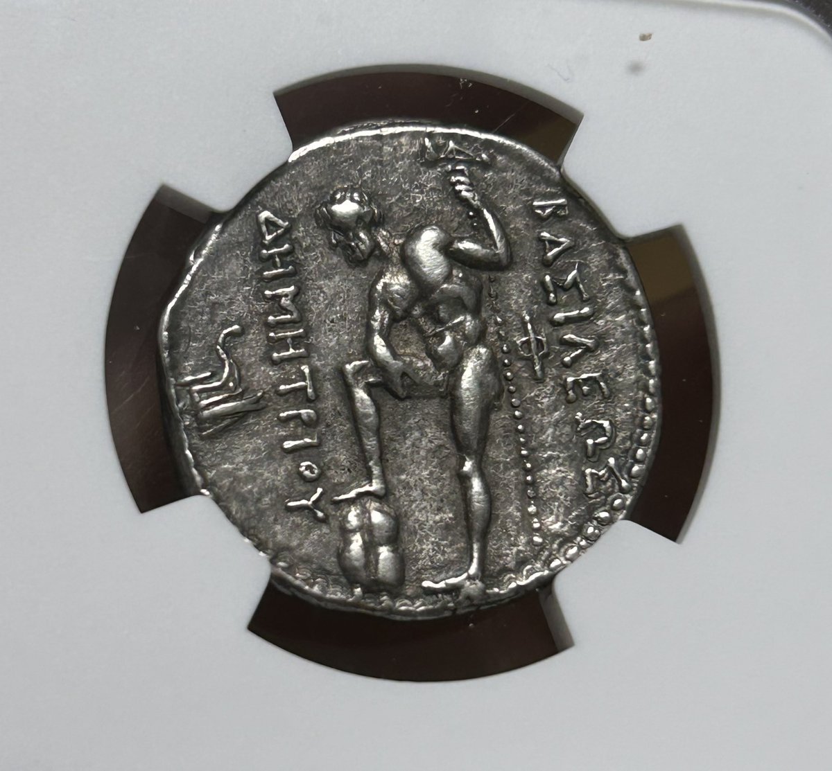 マケドニア王国　デメトリウス1世（攻城者）　紀元前306年〜283年　テトラドラクマ銀貨
NGC帰還品2号。トーンが乗っている良品。
#アンティークコイン