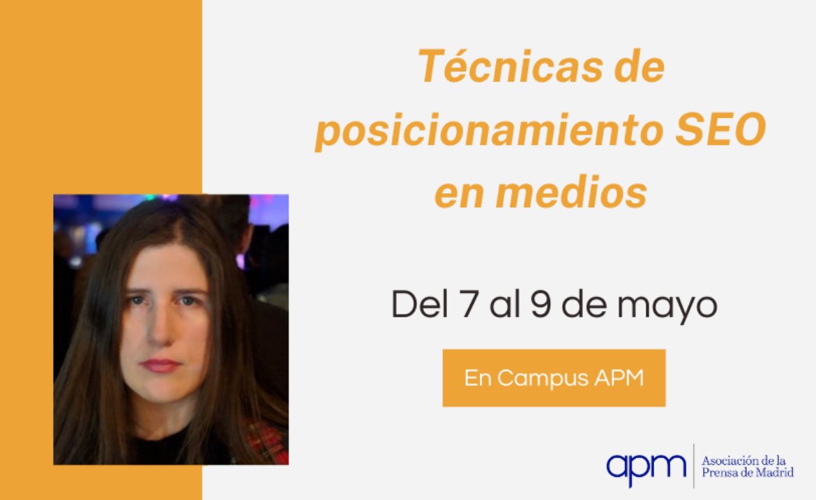 💻 ¿Te gustaría aprender a posicionar noticias y a emplear técnicas de SEO para una redacción? Puedes hacerlo en el II Taller de 'Técnicas de posicionamiento SEO en medios' cutt.ly/5w8Qb0YN 👉 Impartido por Katy Lema, editora SEO y profesora de la Escuela de Periodismo de