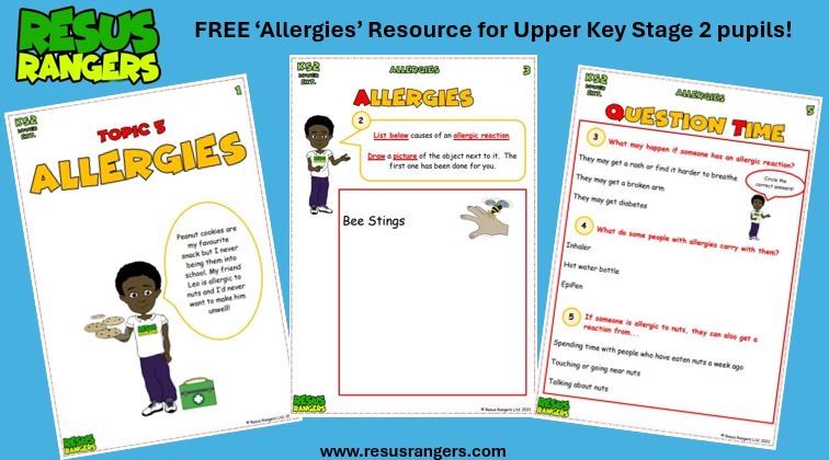 Allergy Awareness Week (22nd – 26th April) with Allergy UK Receive a FREE 4-page ‘Allergies’ activity resource for lower-key stage 2 children! Email ‘Allergies’ to enquiries@resusrangers.com #toobigtoignore #itstimetotakeallergyseriously #AllergyAwarenessWeek