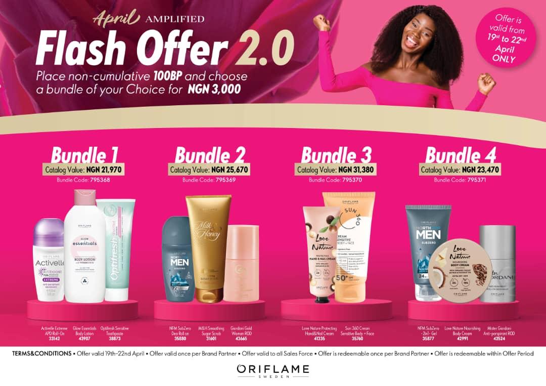 Flash offers wey choke 🔥🔥🤤🥳

In oriflame you get to look good, make money and also have fun.. 
#oriflamenigeria #flashoffers #oriflameproducts