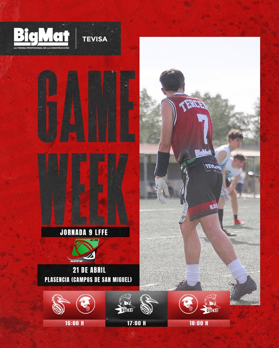 RomanosMerida's tweet image. SEMANA DE FLAG💥

Jornada 9 ⬇️

Domingo 21 de abril
🏟️ Campos de San Miguel (Plasencia)
🕛 16:00h

16:00h 🆚 Black Storks U17 
18:00h 🆚 Ducks 

🫱🏼‍🫲🏽 @Bigmatevisa
🪧 @anaarollan

📸 @nosoyperfecta

#meridaromanos⚔️ 
#flagfootball 
#ligaextremeña