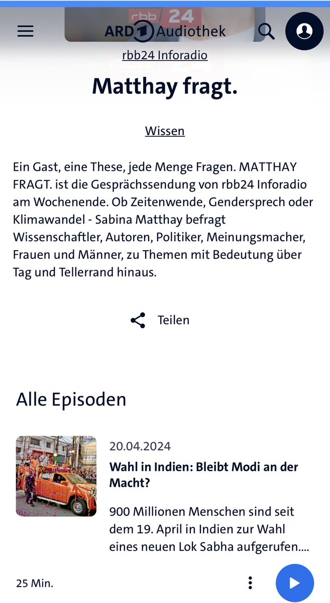 “Elections in India: will Modi remain in power?”: 25-min Radio-Interview hosted by Sabina Matthay on rbb 24 inforadio (Saturday interview of the week: “Matthay fragt”). Now on ARD audiothek and Apple Podcasts …