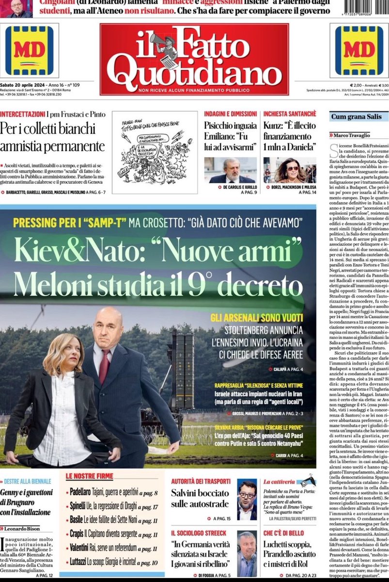 I fascisti in Italia buttano i miliardi mentre l’Istat dice che i poveri sono in aumento 🤷‍♂️
Beh che dire 🤔
5,7 milioni di poveri sono pochi si devono aumentare… la Caritas deve pur lavorare 🤷‍♂️