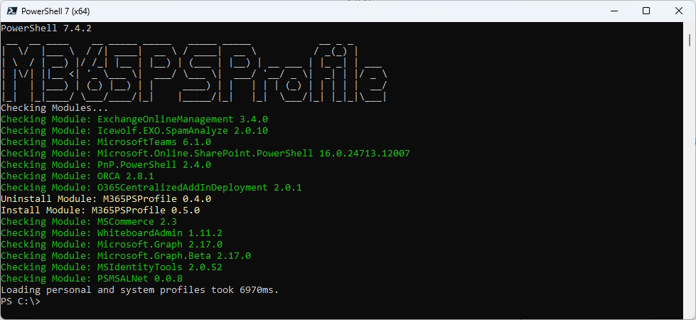 andresbohren's tweet image. 🚀 I have released a new Version of #M365PSProfile #PowerShell Module on #PowerShellGallery
V0.5.0
- Added Info when loading the Module
- Added Code to update Microsoft.PowerShell.PSResourceGet to the latest Version
- Added Icon on PowerShell Gallery
bit.ly/3U5YYUf