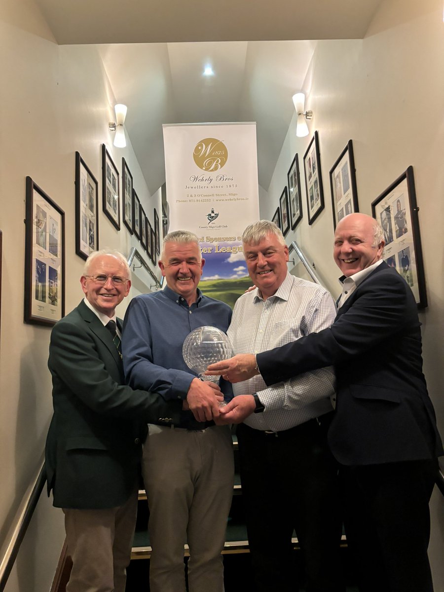 Our winter league has been running for 55 years and last night we had the presentation for this year’s ‘Wehrly Brothers Winter League’ Congrats to overall winners, Niall Davey and Gerry Fox. They received their prize from Captain Jim Flood and sponsor, Tony Wehrly.