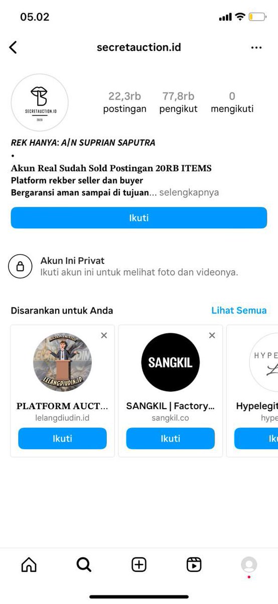 KoranBUMN's tweet photo. @CipouSycorax @SecretAuction Mungkin satu jarigan.Mohon informasi, ada yang kenal dengan pemilik akun ini? Sudah ada transaksi senilai Rp 30.550.000 ke rek BRI an. Suprian Saputra. Sampai saat ini tidak ada kabar  pengiriman barang yg dijanjikan
Mohon informasinya jika ada yg kenal. @DivHumas_Polri https://t.co/wnSdNfa8Ow