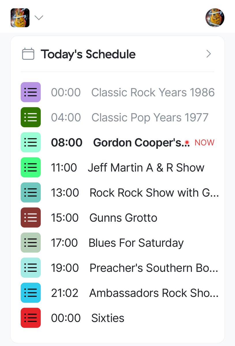 Good morning everyone. Check out the schedule on CMRS radio one.com starting off with the excellent Decades show from Gordon Cooper, which is now on air, we have a new show at 7pm, Preachers Southern Rock show. Some hot sauce music to keep Saturday rocking.