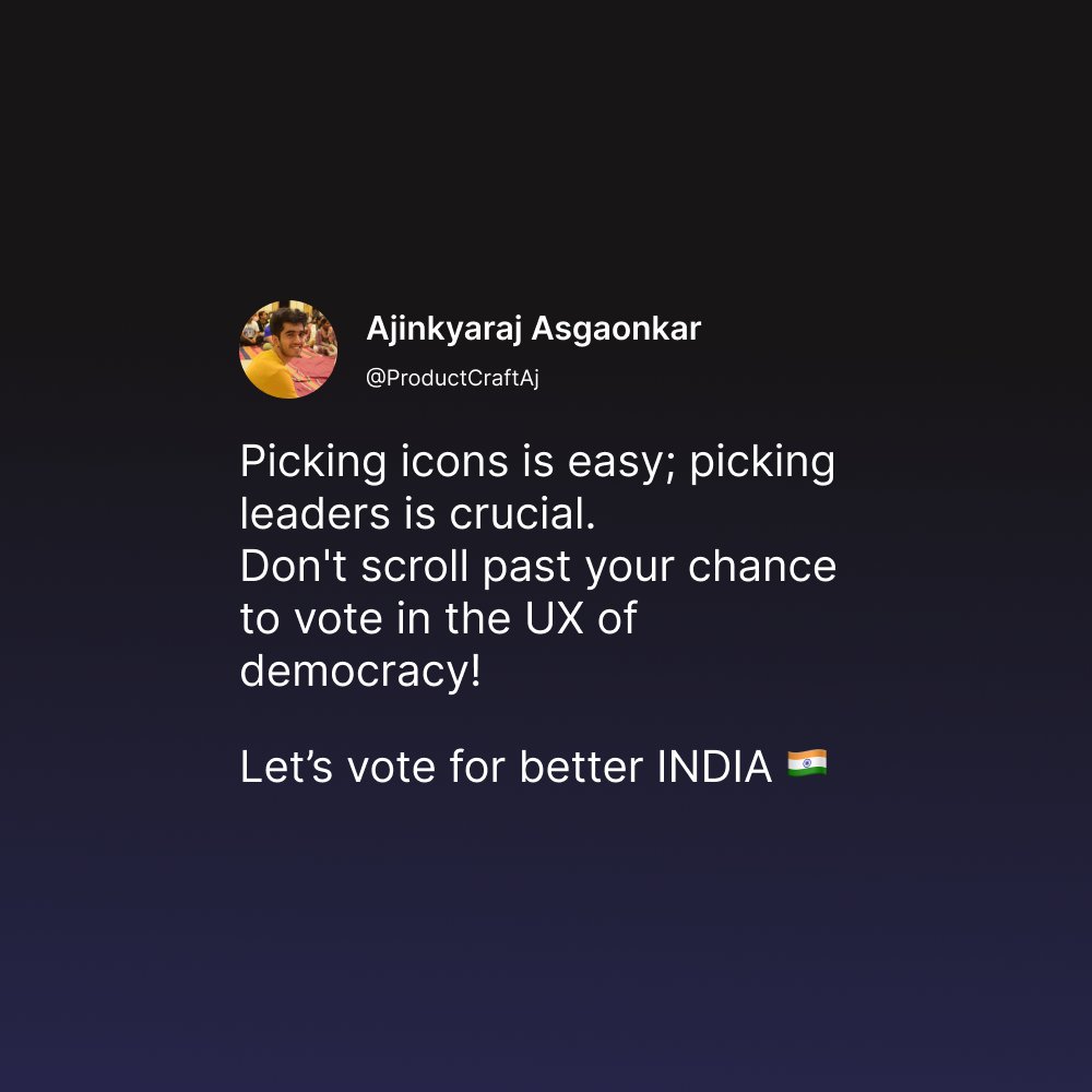 Let's do it! 😎
.
.
.
.
#LokSabhaElections2024 #VoteforbetterIndia #Elections #Voting #Userexperience #design #wakeupIndia #YouthEmpowerment