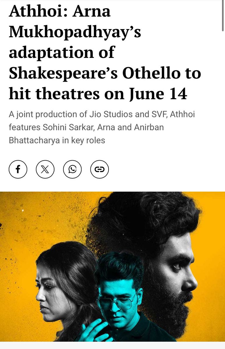 “Marking the directorial debut of Arna Mukhopadhyay, Athhoi deals with the intricacies of the human mind set against deception and scheming.” Read more on @TheTelegraph__ : telegraphindia.com/entertainment/… @AnirbanSpeaketh @sohinisarkar01 #ArnaMukhopadhyay @jiostudios #SVF