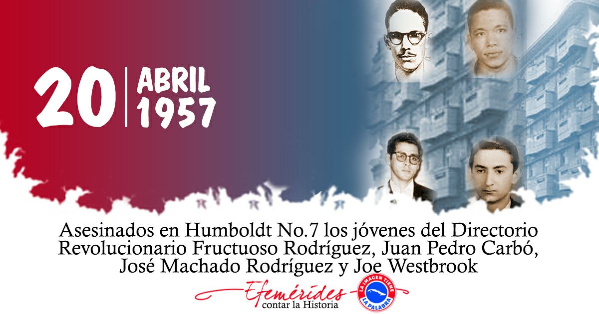 A Fructuoso, Machadito, Juan Pedro y Joe nuestro homenaje eterno. Ellos fueron tristemente masacrados por la dictadura batistiana, en uno de sus crímenes más horrendos.