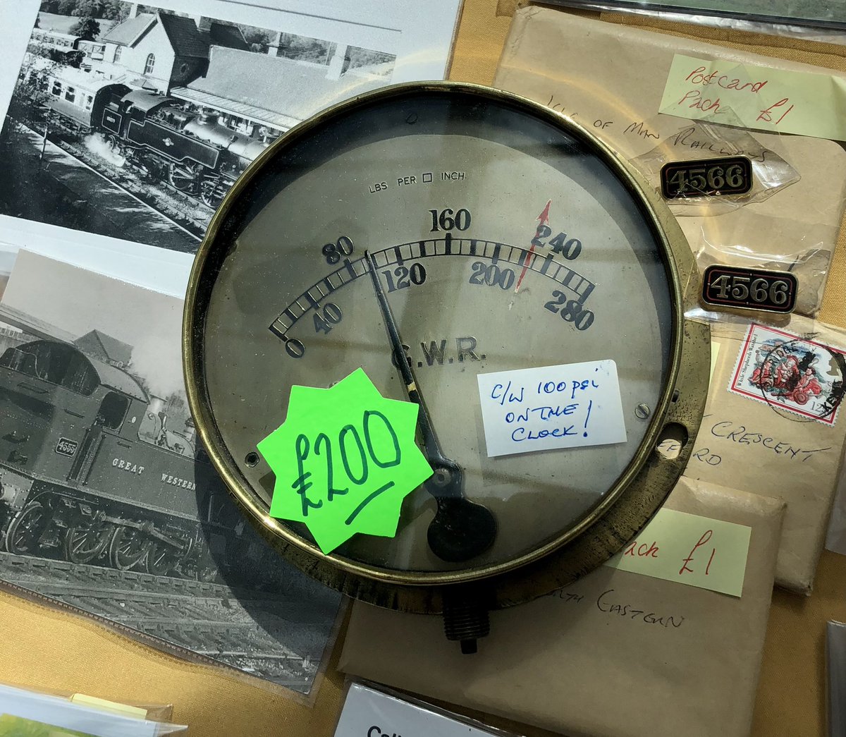 Check out our stunning Great Western Railway pressure gauge, a piece of history ready to adorn your collection. This large and impressive gauge is available for £200 at our sales stand in Kidderminster. #RailwayHistory #GreatWesternRailway #PreservationGroup #4566 #kidderminster