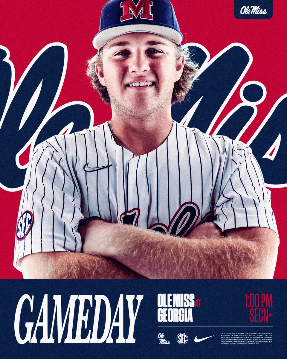 Let's play ✌️ 🆚 Georgia 📍 Foley Field ⏰ 1 p.m. CT 📺 SECN+ 🖥️ rebs.us/4b01v9k 📻 rebs.us/4b5pFiz 📊 rebs.us/3xGmzmV