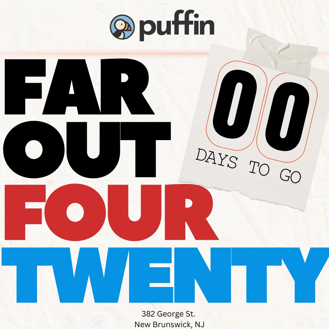 Today's the day! Puffin's 'Far Out Four Twenty' bash is ON! 🚀

🔥 Doors open at 10 am sharp at 382 George St – be there to snag the hottest doorbuster deals before they’re just a puff of smoke! 

If you’re 21+, this is where you wanna be 😎

#PuffinStoreNJ #PuffinNJ #Puffin