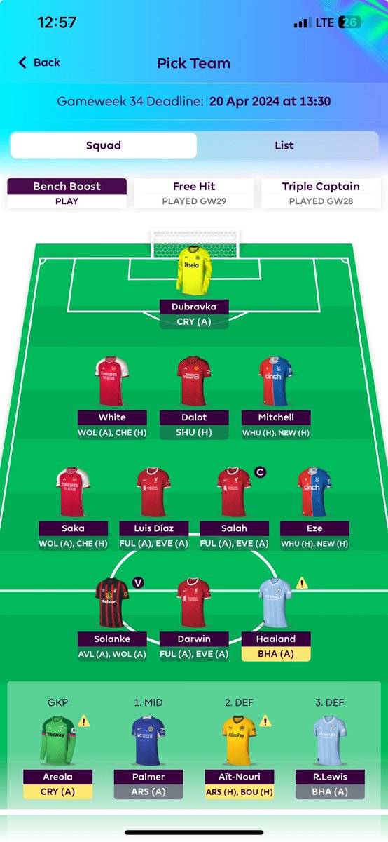 🔒 NO FH 🥹 DGW34
🌍 48K
📊 only metric is how my OG team does
🕊️ Goodluck all (not really, No)

#FPL 
#fantasypremierleague
#PL
#PremierLeague 
#manutd