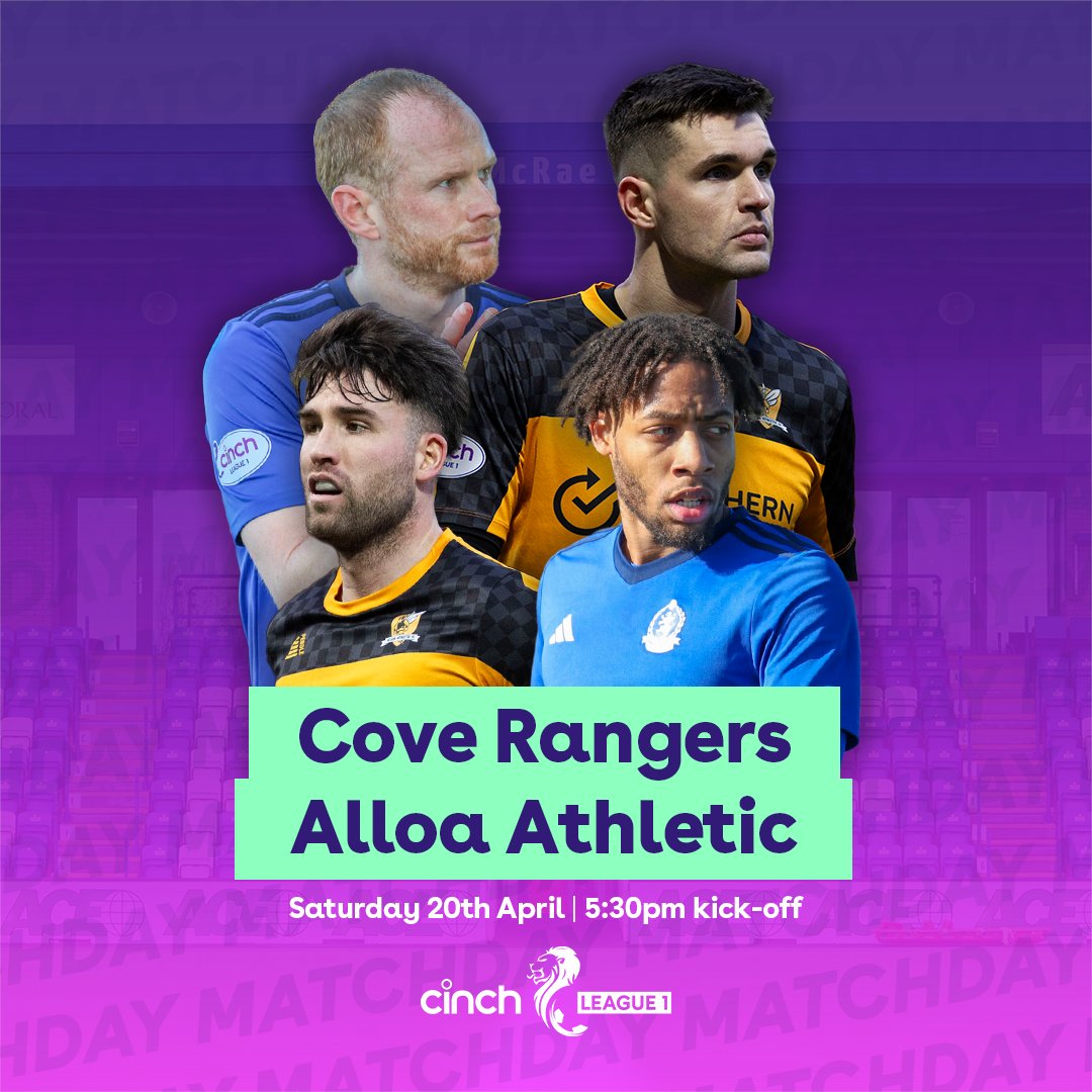 A key battle in the #cinchL1 play-off race 🔜

📺 Watch it all LIVE on @bbcalba 

@CoveRangersFC | @AlloaAthleticFC