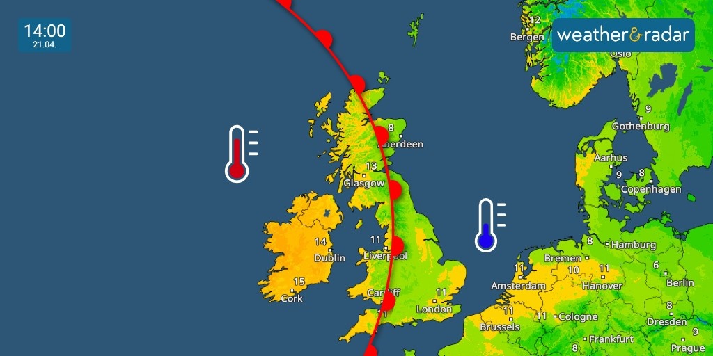 WeatherRadar_UK's tweet photo. Quite the split in temperatures this weekend! π π‘οΈ π
Here's Sunday's TemperatureRadar π
https://t.co/PM3fDS85K0
#TemperatureRadar #ukweather #irishweather #spring https://t.co/FCyGr9Urho