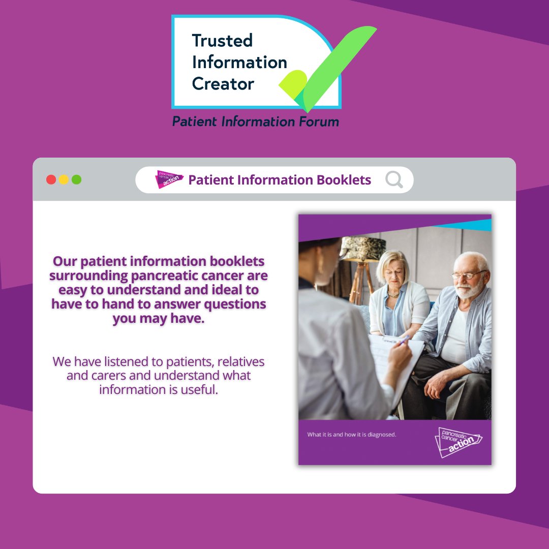 Searching for health information can be scary, which is why we’re a member of the Patient Information Forum. ✅ Our health information is certified and holds a UK-wide ‘quality mark’ as trusted health information. ➡️ pancreaticcanceraction.org/help-and-suppo…