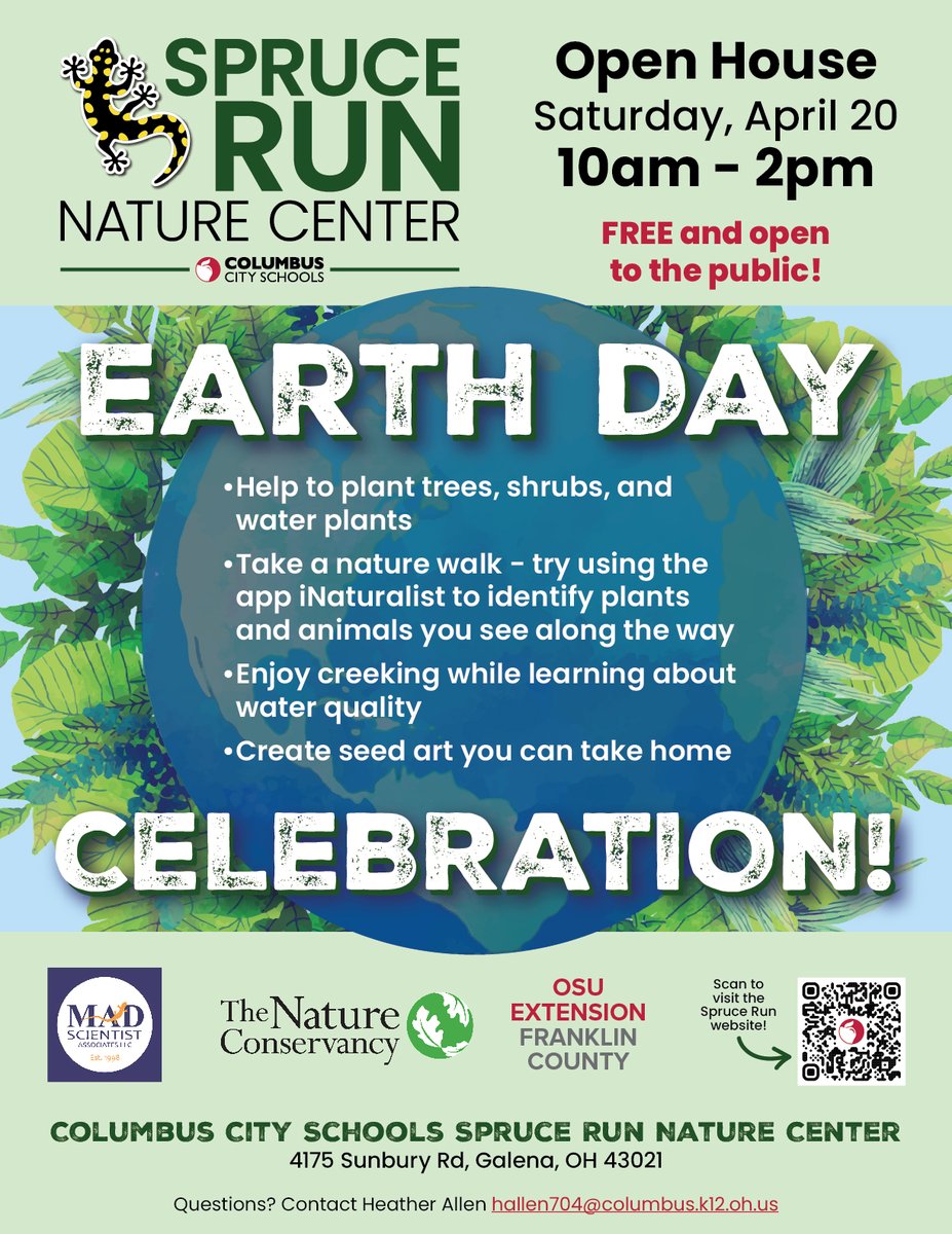 Just a short drive north of the city is the CCS Spruce Run Nature Center where nature comes to life! Spruce Run invites you to its Earth Day Celebration TODAY from 10 a.m.-12 p.m. Plant trees and shrubs, walk the land, enjoy the creek, and make seed art with us! #OurCCS 🌎 🌱 🌳