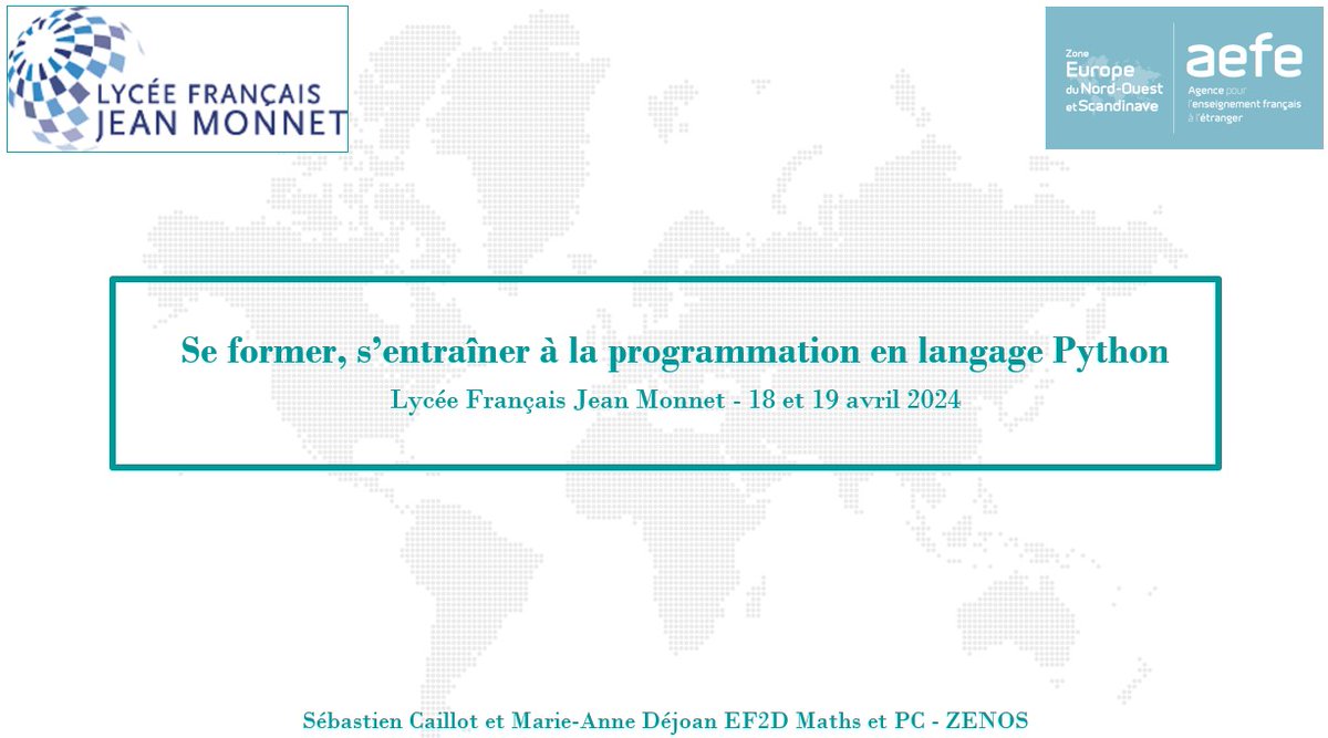 AnneDejoan's tweet photo. 🐍Les professeurs de Maths et Sciences du LFJM étaient réunis cette semaine pour enrichir leur panel d'activités sur la programmation PYTHON. CAPYTALE, IA, Pyrates, La guerre des Pythons, etc. Autant d'outils afin de développer les compétences numériques des élèves! @avriljpi https://t.co/nY9vt1VpMb