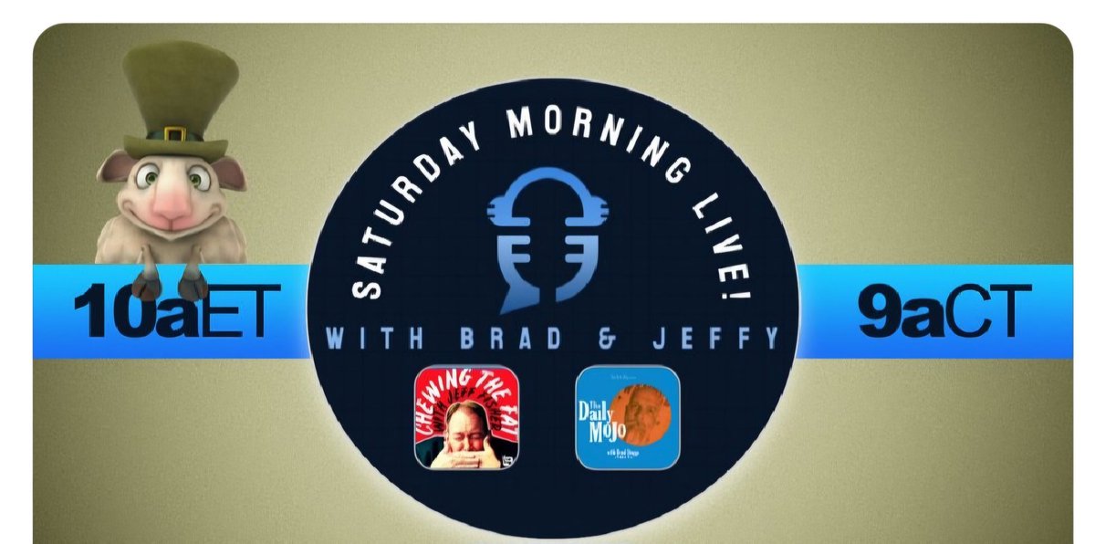 Grab whatever liquid you drink and join us. Myself and @realBradStaggs will be live right here on @X Ha! That's why it's called Saturday Morning Live. #SML #SaturdayMorningLive #CTF #ChewingTheFat