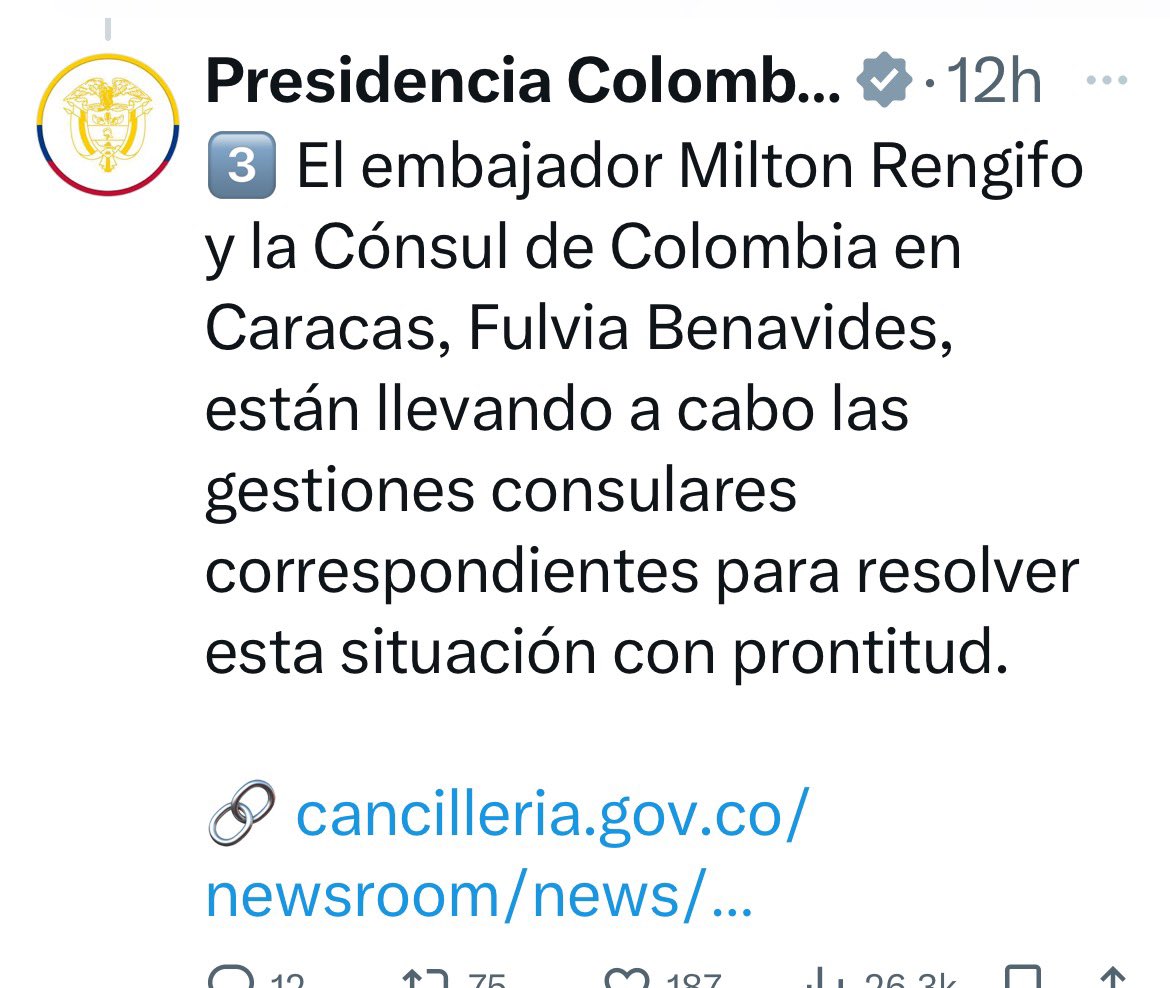 CristyRinconHar's tweet photo. @wmanzur @jjUscategui @LuisGMurillo LITERAL PRIMERO Q FUE HACER ESE LOCO A VENEZUELA SABIENDO LA MIERDA Q HABLA DEL PRESIDENTE @NicolasMaduro SEGUNDO UD NO SABE LEER NTRO PRESIDENTE @petrogustavo A TRAVÉS D SU CANCILLER @LuisGMurillo EL EMBAJADOR Y LA CÓNSUL EN CARACAS ESTÁN AL FRENTE DE LA SITUACIÓN NO #DESINFORME https://t.co/x8VQurkd4I