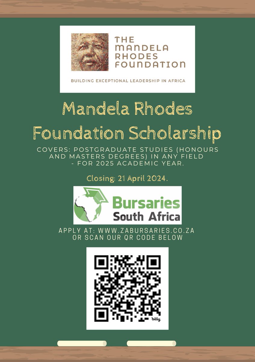 REMINDER: The Mandela Rhodes Foundation Scholarship is closing TOMORROW! bit.ly/MRFScholarship