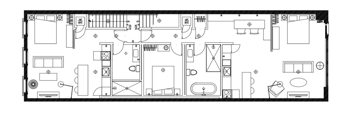Our 1st Apartment Hotel in Floorplan Progress: 
Initial sketch to final sketch by me followed by initial draft and final by interior designer. The final didn’t happen until rough mechanicals when we made bathrooms larger than initially planned.