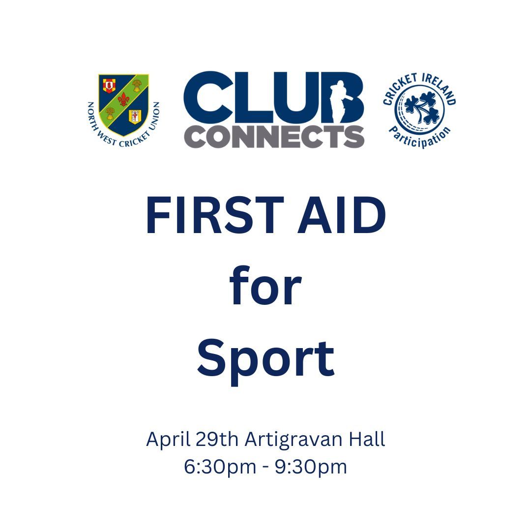 The @NWCricketUnion are hosting an upcoming course in 'First Aid for Sport' To register your place 👉 buff.ly/3xGOMKj Time: 6:30-9:30pm Date: April 29th Venue: Artigarvan Hall #ClubConnects