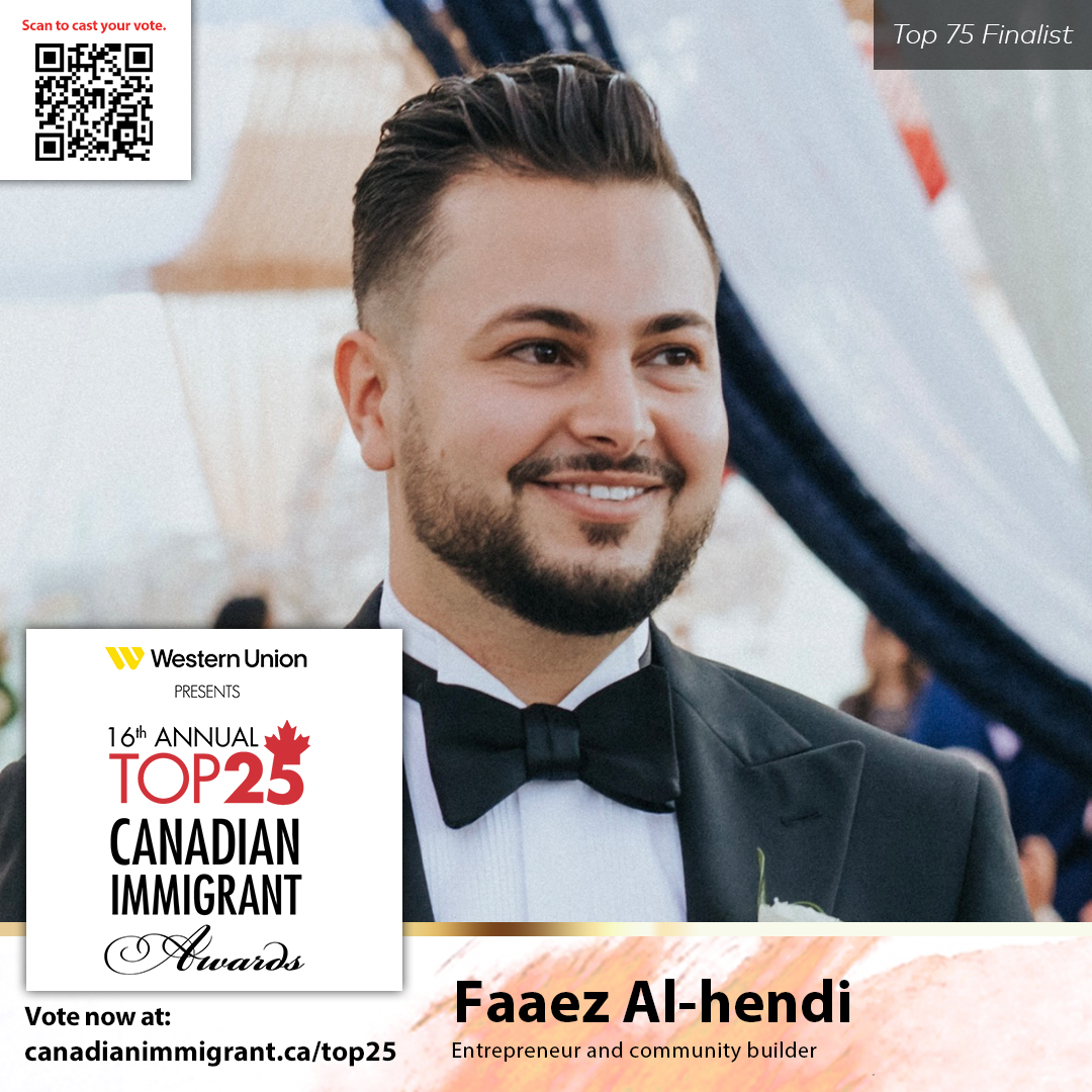 Meet Top 75 finalist Faaez Al-hendi, vice president of @ammarsmarket & board member at @food4kidswaterlooregion. Learn more about the Top 25 Canadian Immigrant Awards presented by @WesternUnion & program partners @WindmillCanada & @COSTI_org at Canadianimmigrant.ca/top25