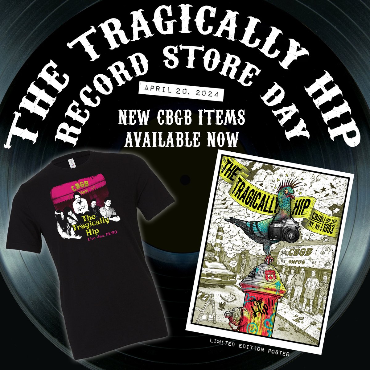 Today we released a pressing of Live At CBGB’s 1993 for Record Store Day! And as the @RSDCanada Ambassadors for 2024, we decided to make some merch to match. The Record Store Day tee-shirt and limited edition poster are out now! Check them out: thehip.com/collections/fr…