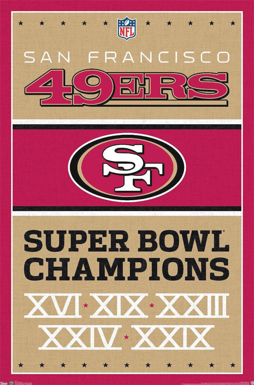 Amazing item from Sports Poster Warehouse, available now! San Francisco 49ers 5-Time NFL Super Bowl Champions Commemorative Wall Poster... 
just $24.95 + S&H. 
Shop now 👉👉 shortlink.store/tbvs69wcm1qn
#sportsposters #sportscollectibles #sportsgifts #walldecor #sportsdecor